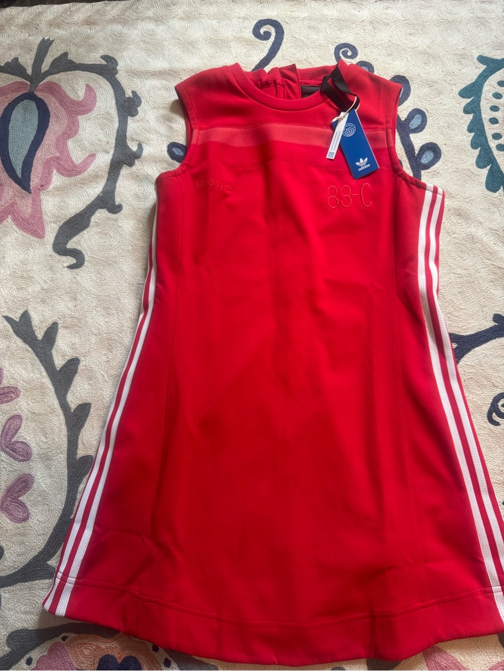 Adidas Women’s' Red Sleeveless Casual Dress with Side Stripes